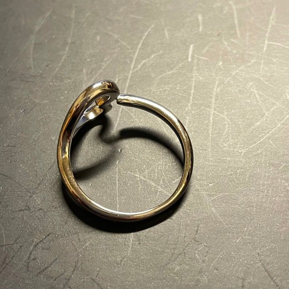 Sevil Rhodium Plated Silvertone Open Heart Ring 7 - Picture 4 of 5